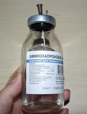 Использование раствора аминокапроновой кислота